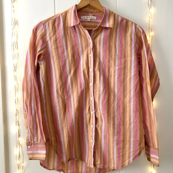 Xirena Striped Button Down Shirt XS soft 100% Cotton - Picture 2 of 7